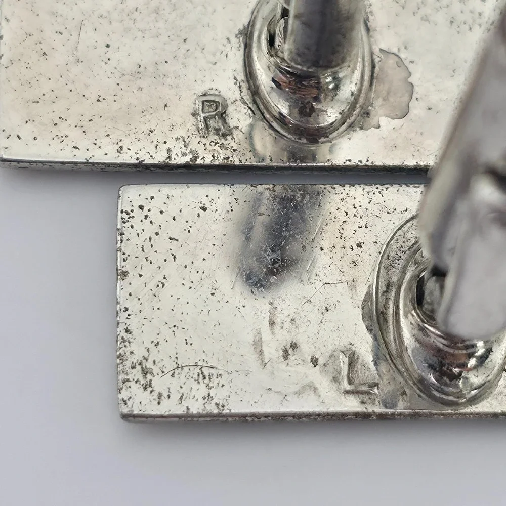 Vtg ANSON 925 Sterling Silver Cufflinks Mid Century Ridges Smooth Polish Patina